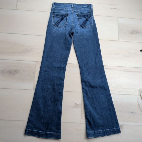7 For All Mankind Dojo Jeans Womens 28 Blue Flare Stretch Denim 34" Inseam Boho - Picture 6 of 14